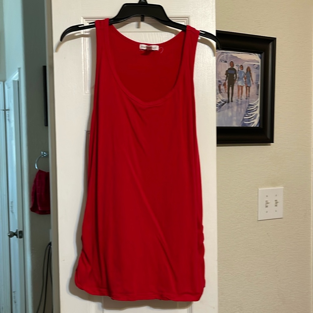 Red tank top with scrunching detail on sides